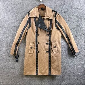 Luii Tan Trench Coat with Black Stripes